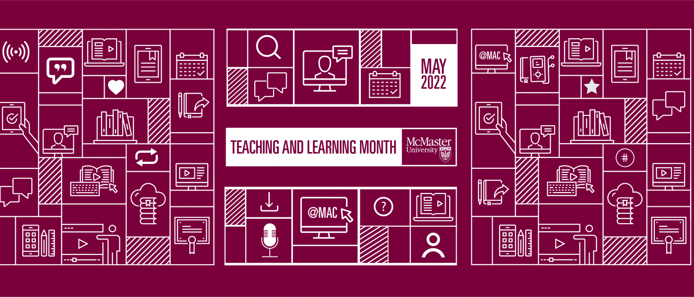 Graphic image containing icons relating to teaching and learning themes