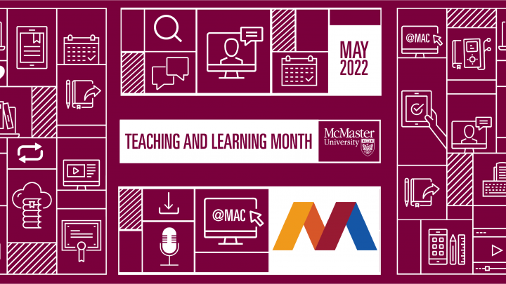 Graphic image containing icons relating to teaching and learning themes with MacPherson Institute logo