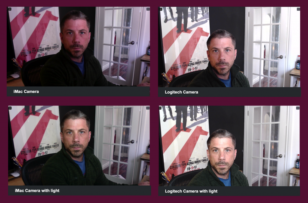 Composite of four images each depicting a different video lighting source.