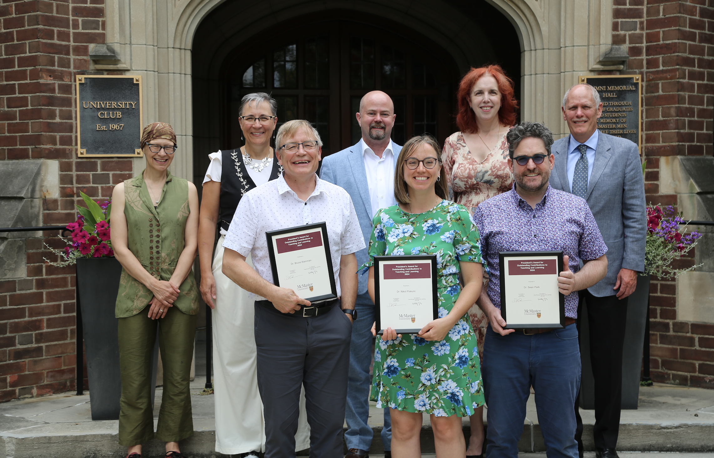 2024 President Award Winners: Back row from left to right: Kim Dej, Cheryl Main, Mel Rutherford, Michelle MacDonald, David Farrar. Front row from left to right: Bruce Wainman, Nikol Piskuric, and Sean Park